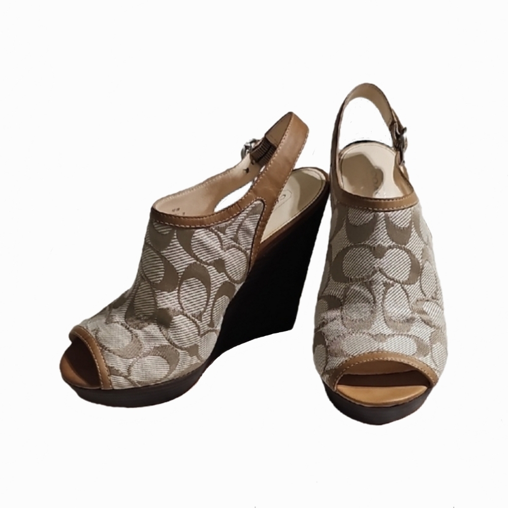 Vintage Coach Janet Signature C Wedge Sandals